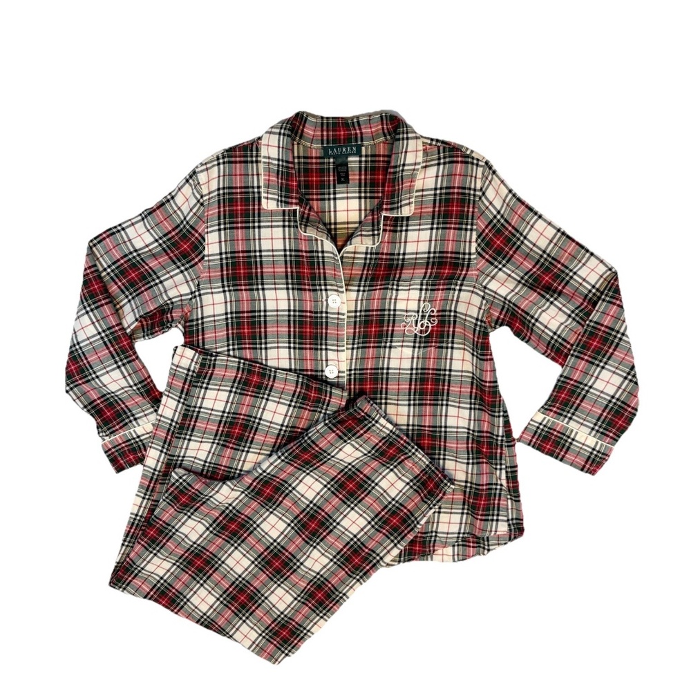 Lauren Ralph Lauren Size XL Flannel Plaid Pajama Set Cotton Christmas Tartan LRL